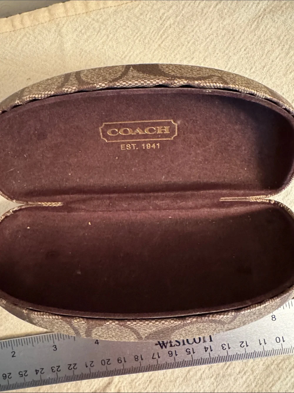 Coach Brown Signature Print Hard Eyeglass Case